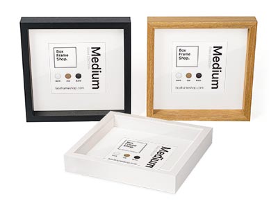 Preview of Box Frames in white, oak and black